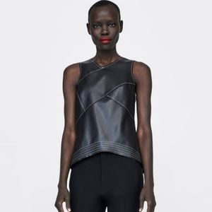 NWT Zara Faux Leather Top Size Small